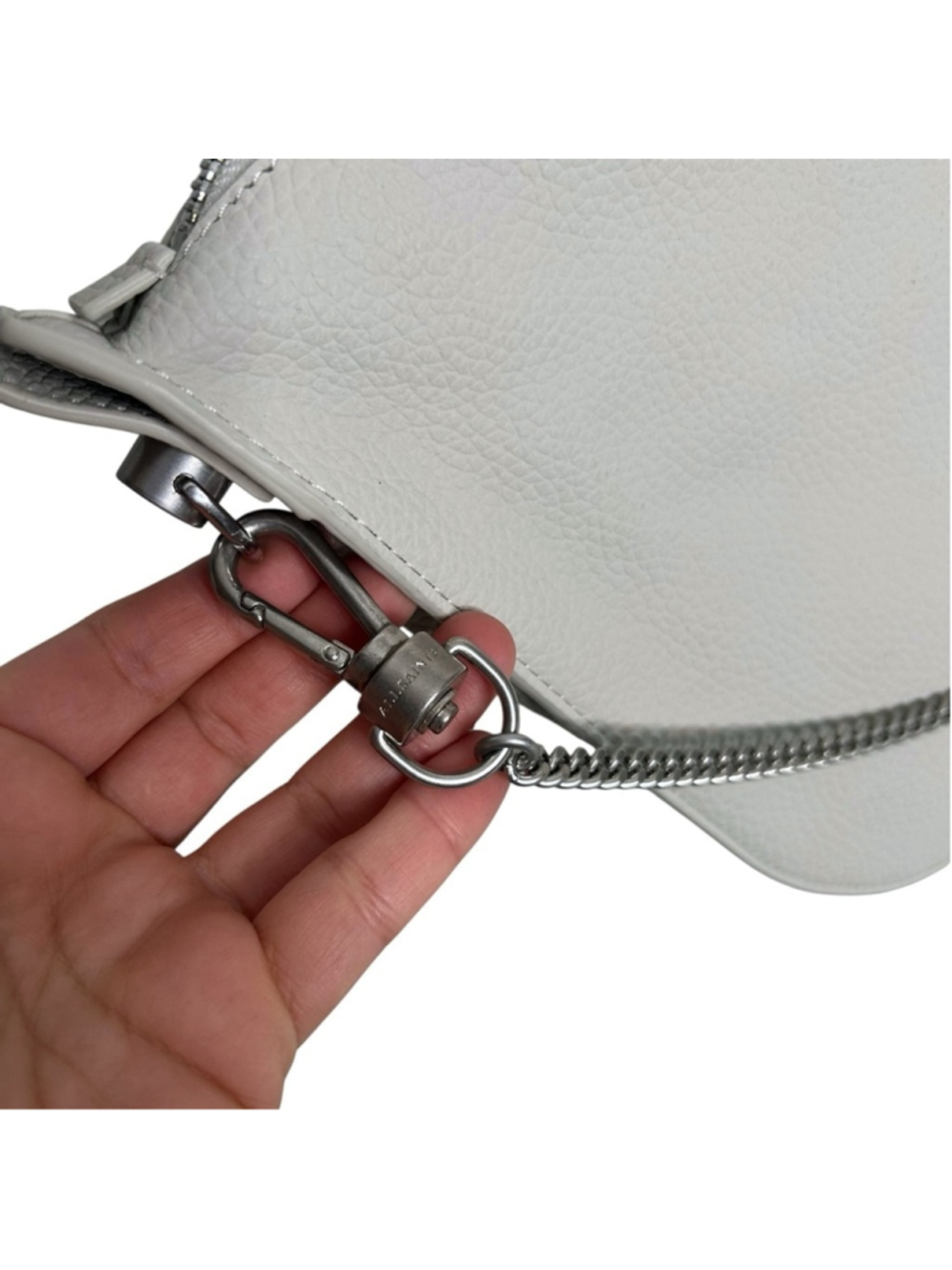 ALLSAINTS Blake Leather Shoulder Bag Pampas White Silver Hardware *FLAWED* - Picture 10 of 16